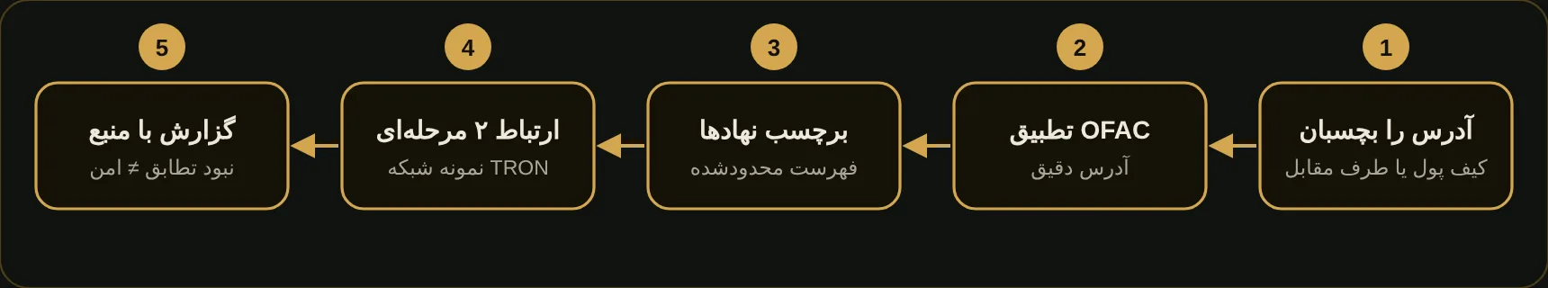 مراحل بررسی آدرس در ابزار کیف پول MARFA — ابزار MARFA فقط شواهد را نشان می‌دهد و تصمیم با خود کاربر است